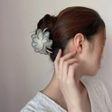 Daiiibabyyy Flower lace back head grabbing hair accessories net red French 2021 new pearl hairpin female ins head jewelry Hair Claws