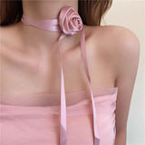 Daiiibabyyy  Girl's New Hair Tie  Sweet Style Rose Sweet Flower One-piece Braided Hair Tool Girl's Hair Band Neck Tie Necklace Hair Accessory
