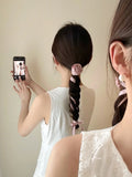 Daiiibabyyy  Girl's New Hair Tie  Sweet Style Rose Sweet Flower One-piece Braided Hair Tool Girl's Hair Band Neck Tie Necklace Hair Accessory