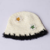 Daiiibabyyy  New Star Colorful Fringe Woolen Hat Women's Autumn and Winter Cute Handmade Plush Hat Knitted Fisherman Bucket Hats