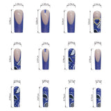 Daiiibabyyy  24Pcs Blue Long False Nails Butterfly Ballet French Cartoon  Wearable Fake Nails Full Cover Design Press on Nails Tips Art