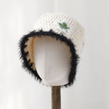 Daiiibabyyy  New Star Colorful Fringe Woolen Hat Women's Autumn and Winter Cute Handmade Plush Hat Knitted Fisherman Bucket Hats