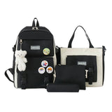 Daiiibabyyy  4Pcs/Set Large Capacity 4 in 1 Backpack Breathable Casual School Bag Multifunction School Rucksack College Backpack Teenage