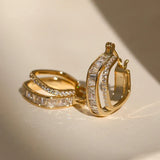 Daiiibabyyy  Silver Zircon Square 18K Gold Hoop Earrings for Women Trendy Geometric Fine Jewelry Light Luxury Accessories