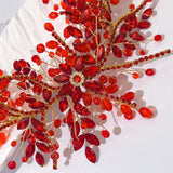Daiiibabyyy  Bride Headband Red Rhinestone Chain Wedding Headpieces Women Hair Pieces Handmade Headwear Trendy Party Hair Accessories
