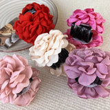 DAIIIBABYYY  -  Romantic French Rose Flower Barrettes Women's Back Head Shark Clip Large Grip Loose Clip Headdress Fashion
