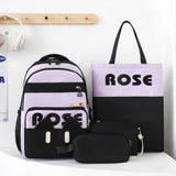 Daiiibabyyy  4Pcs/Set Large Capacity 4 in 1 Backpack Multifunction Casual Book Bag School Rucksack Breathable College Backpack Students