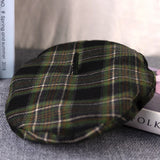 Daiiibabyyy  berets Fashion Beret Wool Plaid Green Casual Beanie Retro Literary Forward Cap Peak Cap Driver Women Hat FDM01
