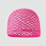 Daiiibabyyy  Women Breathable Mesh Cotton Hat Thin Solid Color Hollow Out Handmade Hat Versatile Fashion Crochet Cap for Spring Summer