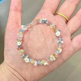 Daiiibabyyy  Sweet Pearl Flower Bracelets for Women Exquisite Colorful Irregular Crystal Gravel Beaded Charm Bracelets Wedding Jewelry