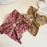 Daiiibabyyy  Floral Fabric Square Hair Ring for Woman Elegant High Elastic Hair Rope Fashionable Girl Does Not Hurt The Hair Hair tie Scrunch