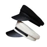 Daiiibabyyy  High Quality Casual Military Cap Man Woman Woolen Flat Hats Captain Cap White Vintage Leather Bill Newsboy Cap NC35
