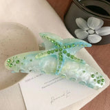 Daiiibabyyy  1pc multi-color starfish hair clip acrylic hair claws, summer beach hair clip with claws for strong fixation