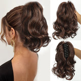 Daiiibabyyy  Synthetic Ponytail Extension Short Wave Curly Ponytail Clip in Claw Hair Extension Natural Synthetic Hairpiece for Women