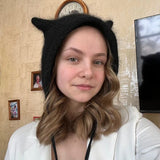 Daiiibabyyy  Y2k Warm Knitted Hat Cute Bear Ear Wool Hat Fashion Solid Color Couple Cold Cap Crochet Ear Protection Hat Autumn Winter
