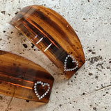 Daiiibabyyy  1/2pcs French retro amber ins light luxury heart-shaped hair clip high-end feeling spring clip sweet cool style hair clip