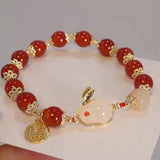 Daiiibabyyy Hetian Jade Bracelets for Women Girl Agate Lovely Rabbit Jewelry Birthday Gift Dropshipping