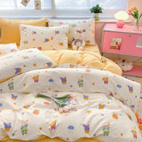 DAIIIBABYYY  -  New Little Fresh Pure Cotton Four Piece Set with 40 Thread Count All Cotton Bedding Ins Bed Sheet and Quilt Set with 4