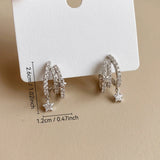 Daiiibabyyy  New Design Micro-Set Zircon Star-Shaped Pendant Silver Color Earrings for Women Luxury Trendy Jewelry Elegant Ear Accessory