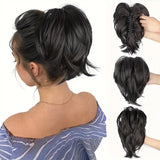 Daiiibabyyy  Black Short Claw Clip Synthetic Ponytail Hair Extensions Bendable Messy Bun Hair Piece Wavy Curly Synthetic Hairpieces For Lady