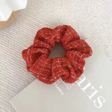 DAIIIBABYYY  -  New Year Red Hair Ropes Ties White Plaid Scrunchies College Girls Christmas Ponytail Holder Hairbands Women Hair Accessories