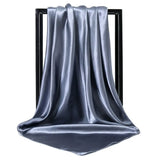 DAIIIBABYYY  -  Imitation Silk Scarf Pure color Women Satin Square Hijab Scarfs For Ladies Luxury Shawl 90*90 Bandana Large Hair Head Scarf