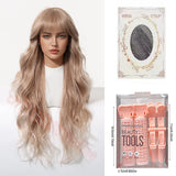 Daiiibabyyy  28 Inch Long Wavy Synthetic Wig Heat Resistant Cosplay Hair Wavy Wigs for cosplay with Bangs Natural  Hair For Women Daily Use