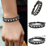 Daiiibabyyy  Vintage Punk PU Leather Rivet Bracelets Fashion Women Men Personality Braid Bracelet Spiked Bangle Y2K Goth Jewelry Accessories