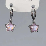Daiiibabyyy  Y2K Pink Moonlight Stone Star Pendant Earrings For Women Egirl Fashion Sweet Crystal Star Ear Buckle Jewelry Accessories