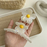 Daiiibabyyy  1PC Soft Floral Acetate Shark Clip Hair Accessory for Women And Girls Back of Head Hairdressing Tool Elegant Hair Clip