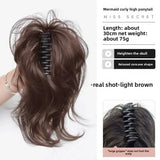 DAIIIBABYYY  -  High Top Ponytail Hair Extension Mermaid Curl Short Tail Clip on Fake Hair for Women Asian Fiber Tail Hair Extensions