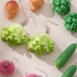 Daiiibabyyy  Bohemia Earrings Simulated Vegetable Dangle Earring Lettuce, Korean Style Cute Earrings Broccoli Alloy Mushroom Earrings