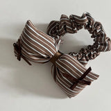 DAIIIBABYYY  -  Lace striped bow large intestine ring new fungus edge hair band daily versatile hair accessories headband head flower headgear