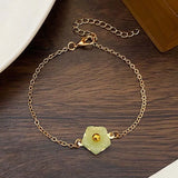 Daiiibabyyy  Sweet Metal Flower Bracelets for Women Girls Simple Gold Color Chain Petal Adjustable Bracelets Friend Jewelry Gifts