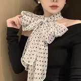 Daiiibabyyy  Ins Bright Yellow Dot Silk Scarf Women's 2025 Spring Summer New High-end Neck Silk Scarf Matching Headband Tied Hair Long Scarf