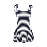 Daiiibabyyy  Sweet Double-shoulder Strap Striped Color-block Camisole For Women Unique Design Patchwork Pure Desire Dress Elegant Casual WIKO