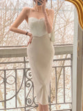 DAIIIBABYYY  -  Spaghetti Strap Sexy Bodycon Midi Dress for Women Summer Elegant Luxury Corset Ruched Slim Party Evening Vestidos
