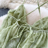 DAIIIBABYYY  -  Elegant V-neck Straps Vintage Sleeveless Chic Asymmetrical Ruffles Backless Slim Dresses French Vacation Women Fashion Clothing