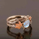 Daiiibabyyy  Retro Fashion Maple Leaf Water Drop Opal Stone Rings for Women Charm Luxury Finder Aesthetic jewelry Wedding Anniversary Gift