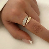 DAIIIBABYYY  -  Korean Fashion Irregular Symmetrical Open Ring Set with Cubic Zirconia Jewellery Women's Elegant Glamour Party Accessories