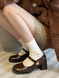 DAIIIBABYYY  -  Vintage France Mary Janes Shoes Women Belt Buckle Casual Square Heel Shoes Female Holiday Temperament Leisure Shoes Summer 2024