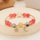 DAIIIBABYYY  -  New Fashion Y2K Sweet Cherry Blossom Bracelet For Women Exquisite Elegant Flower Crystal Beaded Bracelet Girl Party Jewelry Gift