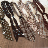 Daiiibabyyy  Chiffon plaid printed acrylic bead necklace, fashionable and popular Korean jewelry