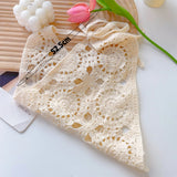 Daiiibabyyy  Knitted Hollow Out Triangle Hair Scarf Headband Women Girls Knitted Flower Headbands Summer Travel Literary Photo Headwear