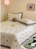 DAIIIBABYYY  -  French style pure cotton bed cover, four piece set on bed, 100 small floral all cotton duvet cover, bed sheet, lace style three