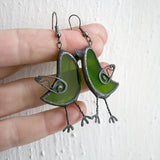 Daiiibabyyy  Vintage Mockingbird Earrings Unique and Cute Green Resin Bird Fish Pendant Earrings Innovative Design Girls Earrings Jewelry