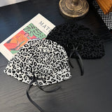 DAIIIBABYYY  -  Korean Niche Leopard Print Hand-sewn Bow Decorative Pullover Hat Spring and Summer Thin Breathable Skull Beanie Cap for Women's