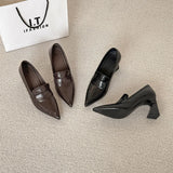 Daiiibabyyy  New Women Shoes Exquisite Britain Soft Leather High Heels for Woman Fashion Pointed Tip Casual Shoe Designer Shoes Zapatos Mujer