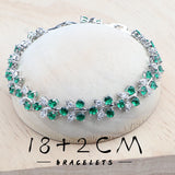Daiiibabyyy 925 Sterling Silver Bridal Jewelry Sets For Women Green Zircon Stones Bracelets Earrings Rings Pendant Wedding Necklace Set