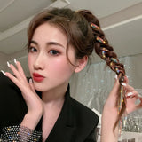 Daiiibabyyy 2024 New Flashing Coloful Diamond Chain Tassel Hairpin Braided Hair Headdress Tassel Hairpin High Sense Dirty Braided Hairband